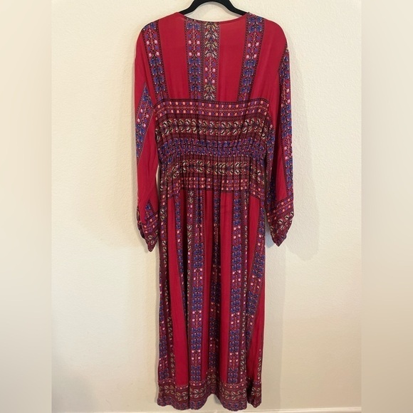 Umgee Women’s Maci Dress Large Red Blue Floral Bohemian Contemporary Cottagecore - Picture 3 of 12